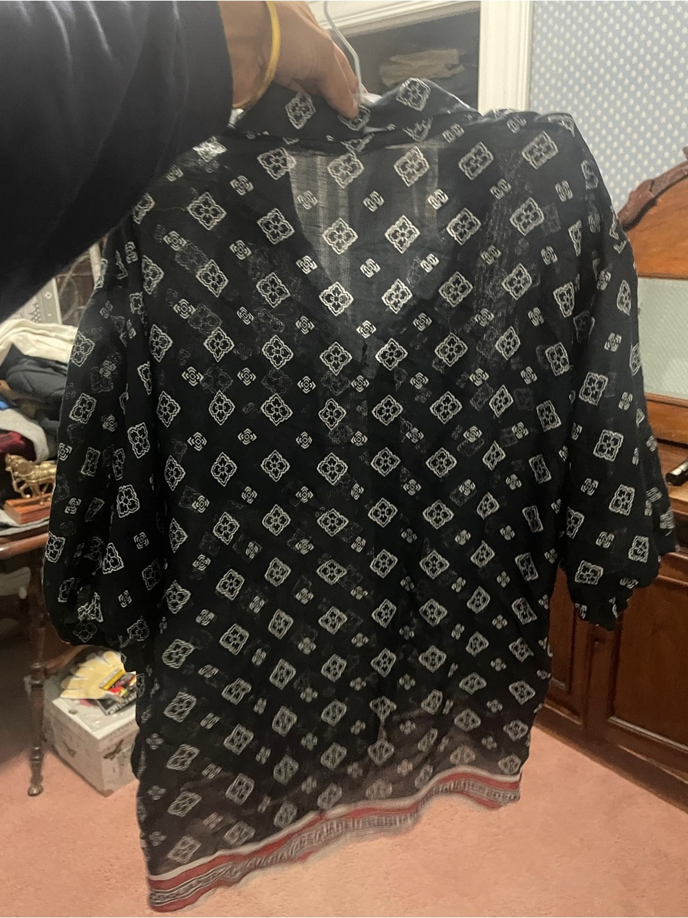DSQUARED2 Black Short-Sleeve Button-Down Shirt with White Geometric Print